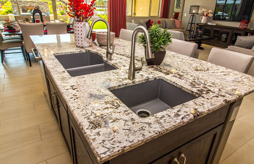 Polished granite countertop