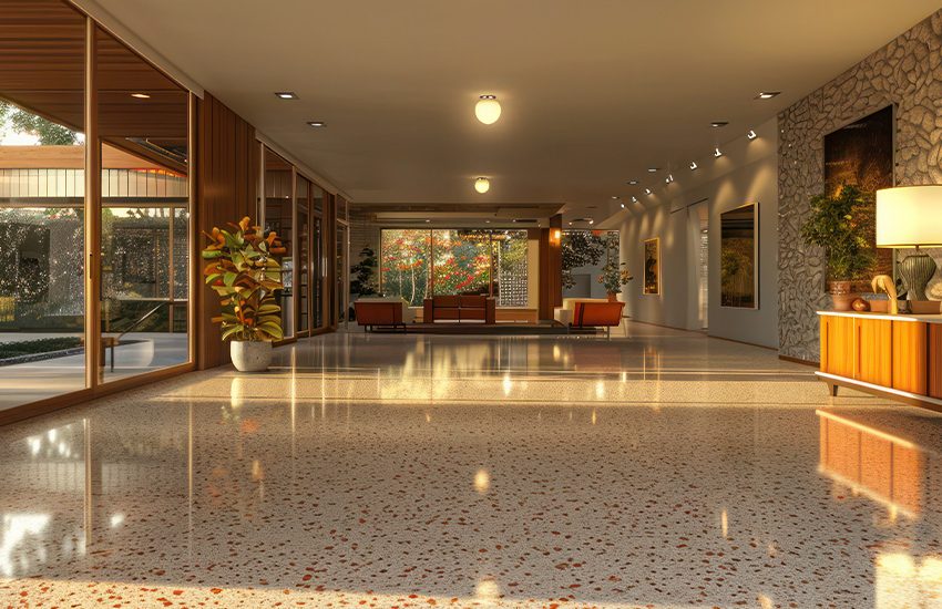 Polished terrazzo lobby