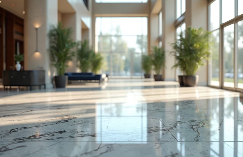 polished marble floor in commercial building