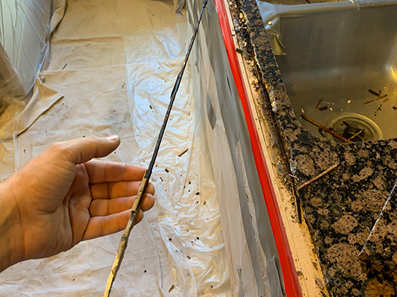 Granite Countertop Crack Repair in Front of Kitchen Sink