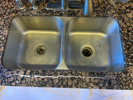 Granite Countertop Crack Repair in Front of Kitchen Sink