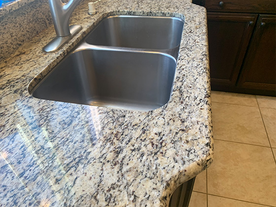 crack repaired in granite countertop