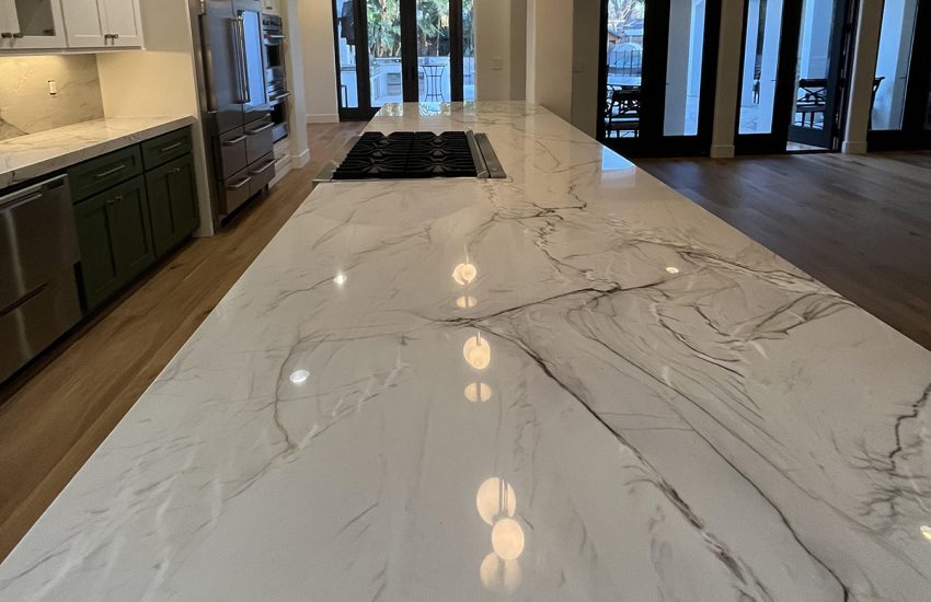 Polished quartzite countertop Diamond Tile Restoration